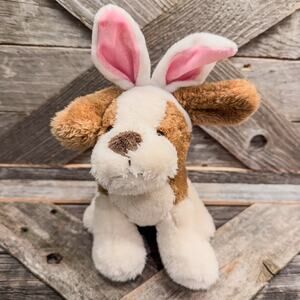 Vintage Dan Dee Collectors Choice Easter Plush Puppy In Bunny Ears, 8”